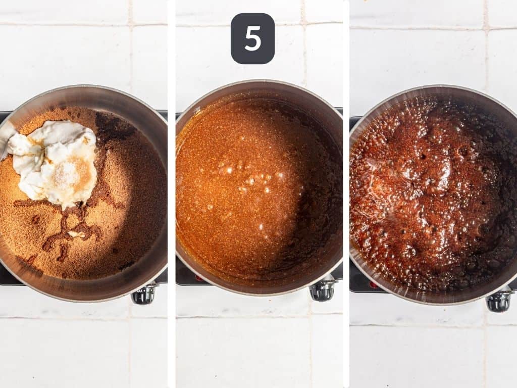Vegan twix bars step 5 - make the caramel.