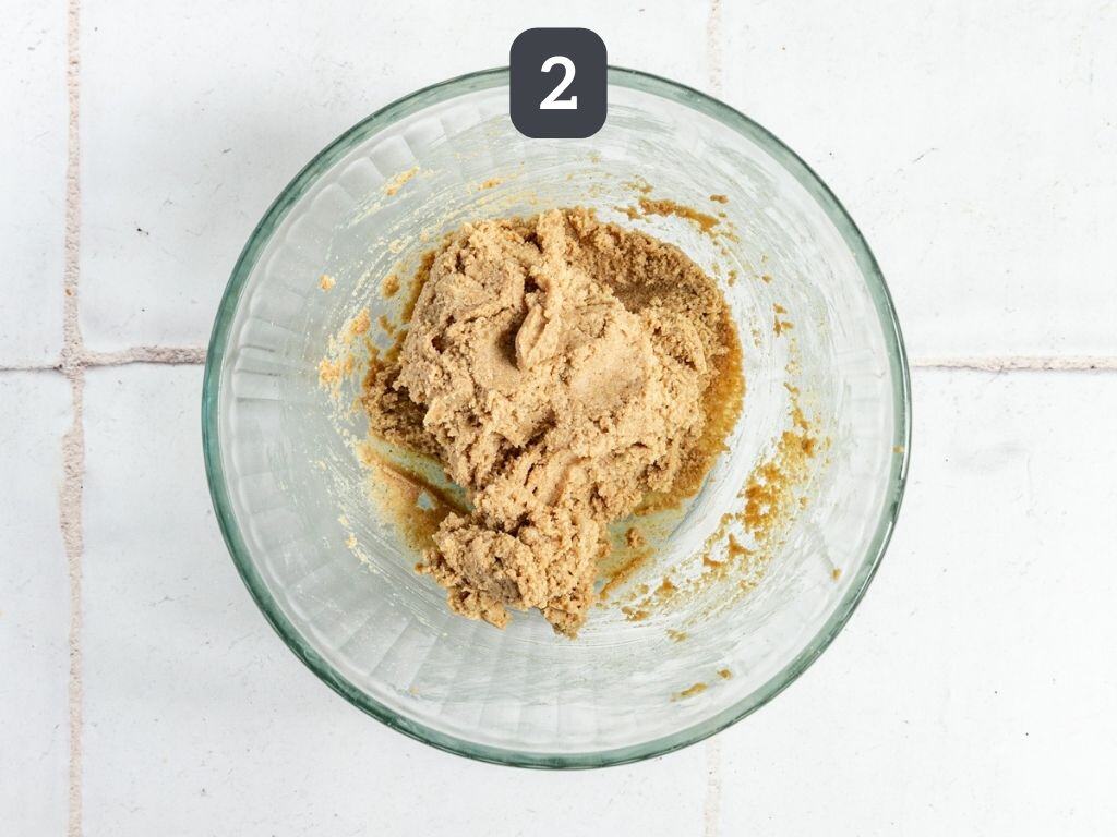 Vegan twix bars step 2 - mix the cookie layer ingredients.