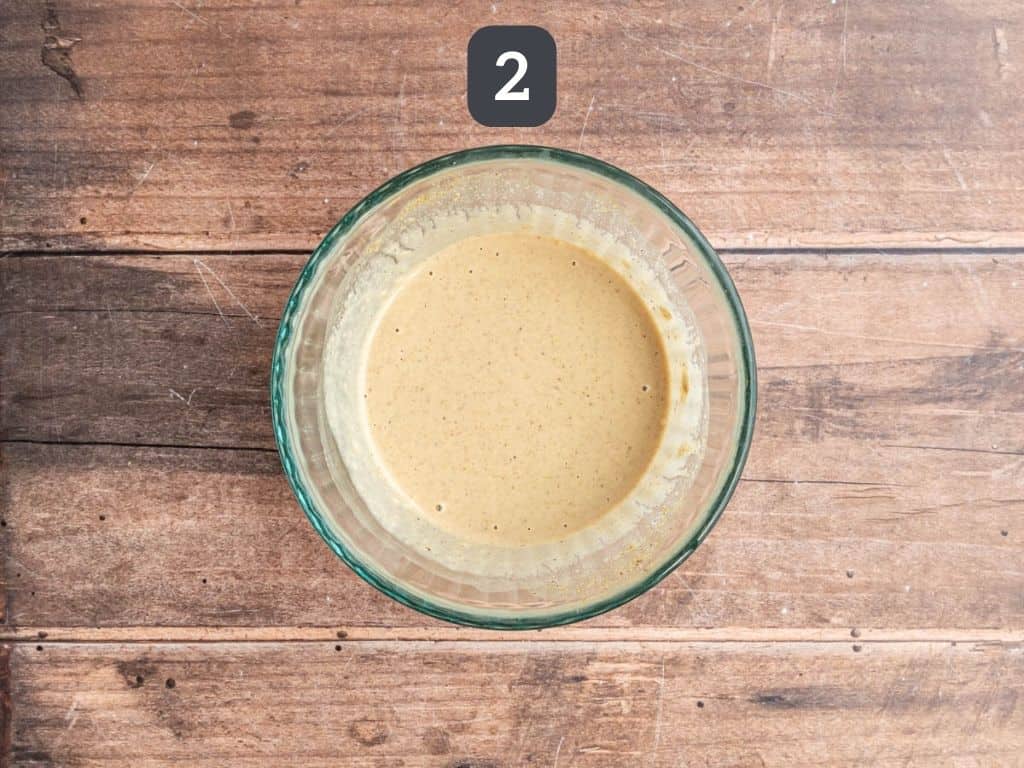 Whole Roasted Cauliflower Step 2 - mix the tahini sauce.