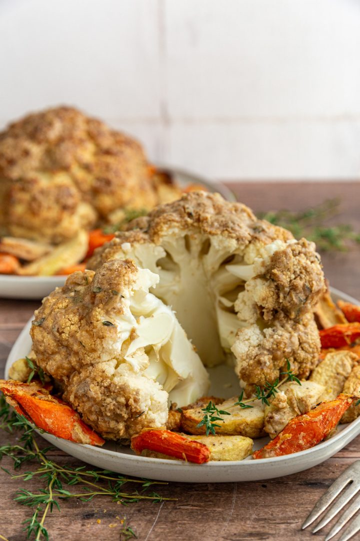 Whole Roasted Cauliflower with Tahini Sauce (Air Fryer & Oven) - At ...
