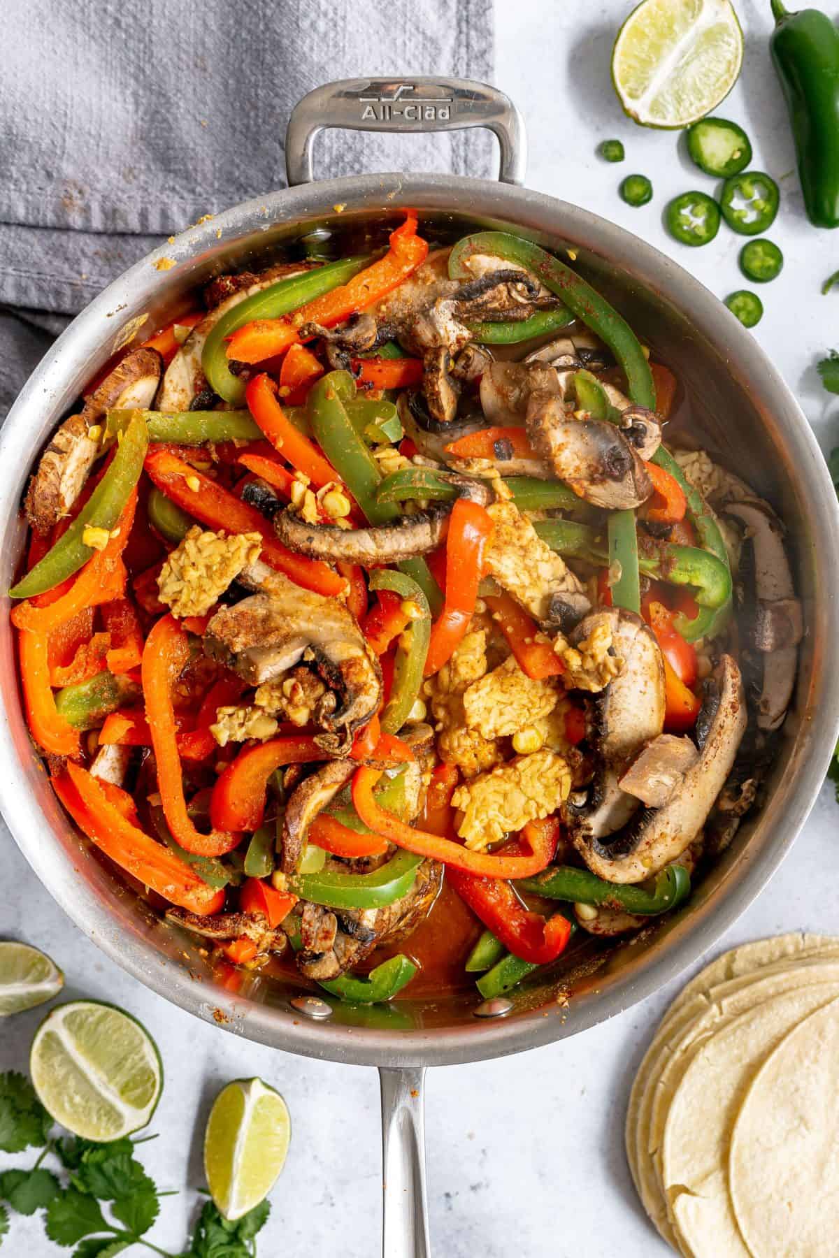 Vegan Mushroom Tempeh Fajitas