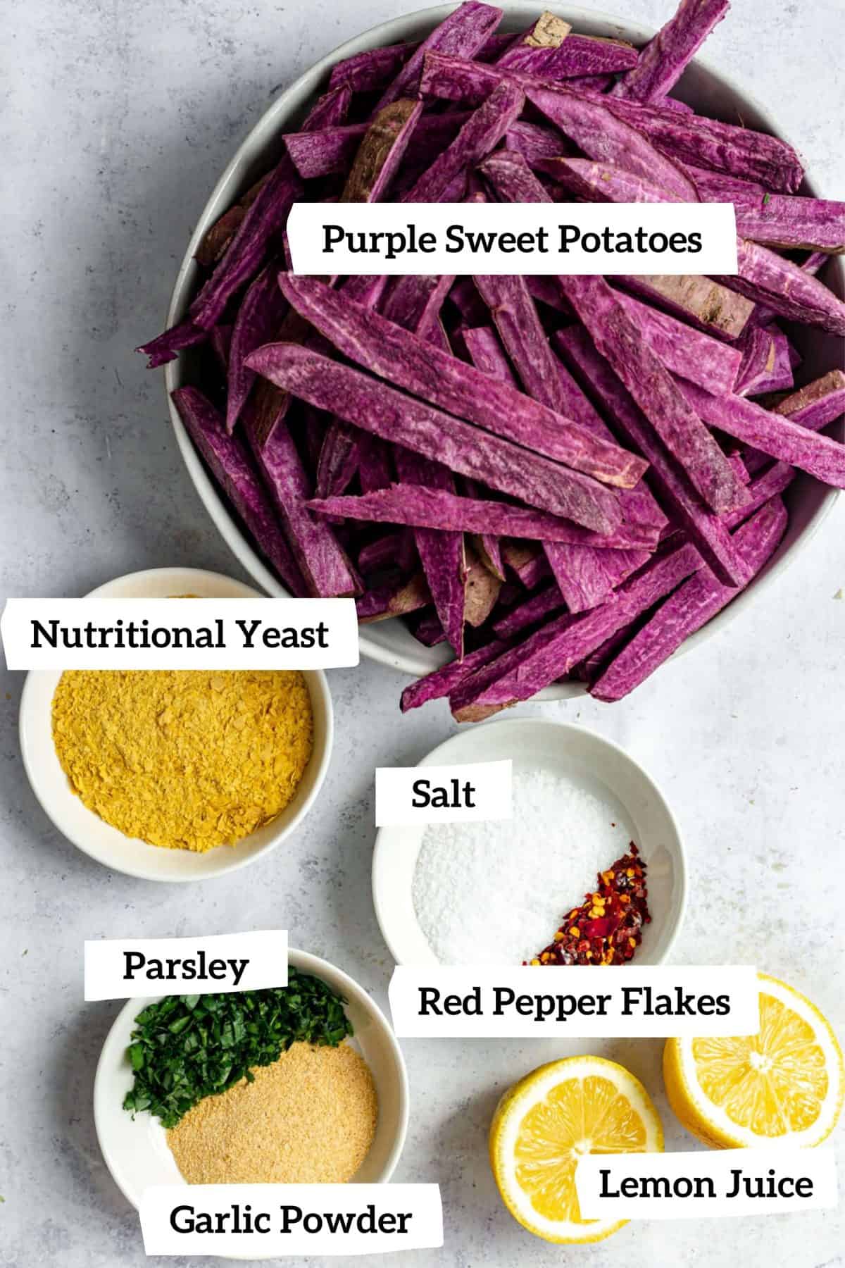 Oil-Free Purple Sweet Potato Fries Ingredients