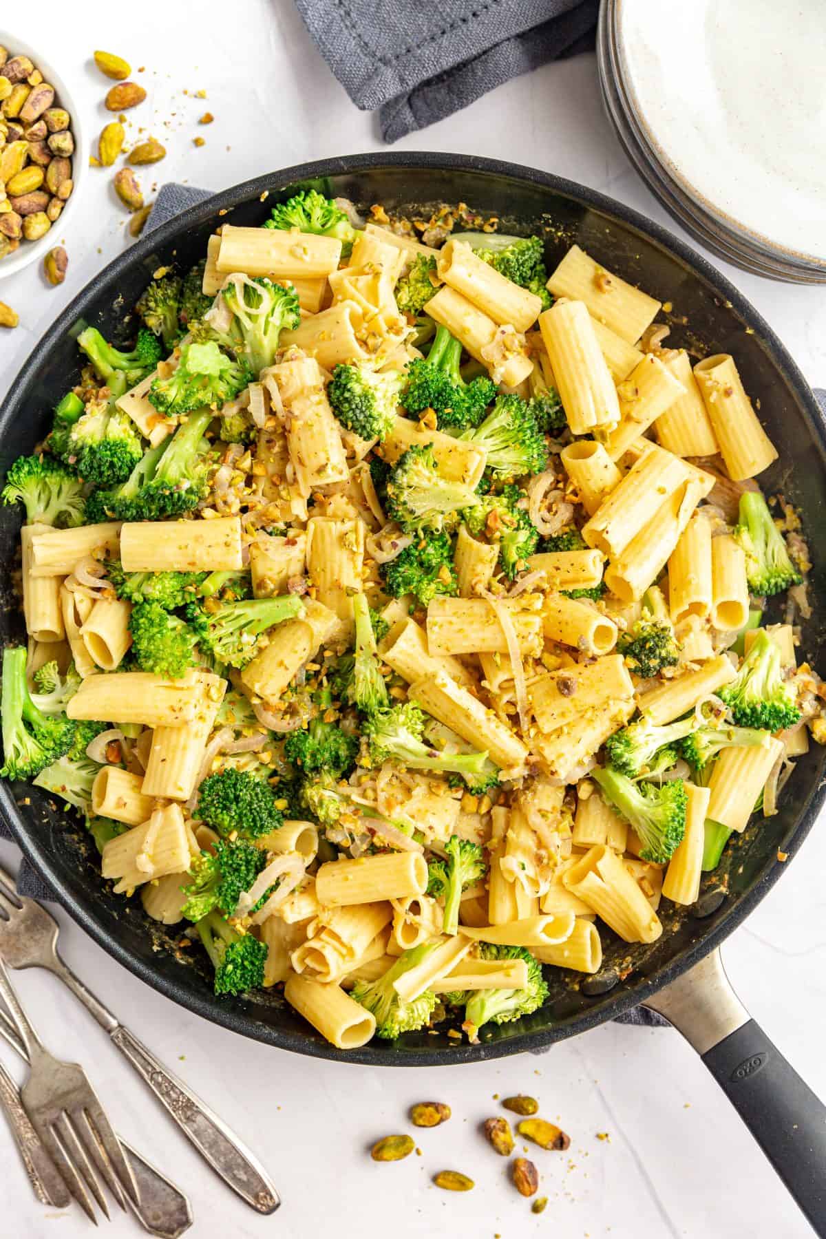 Vegan Pistachio Pasta Sauce about to be served