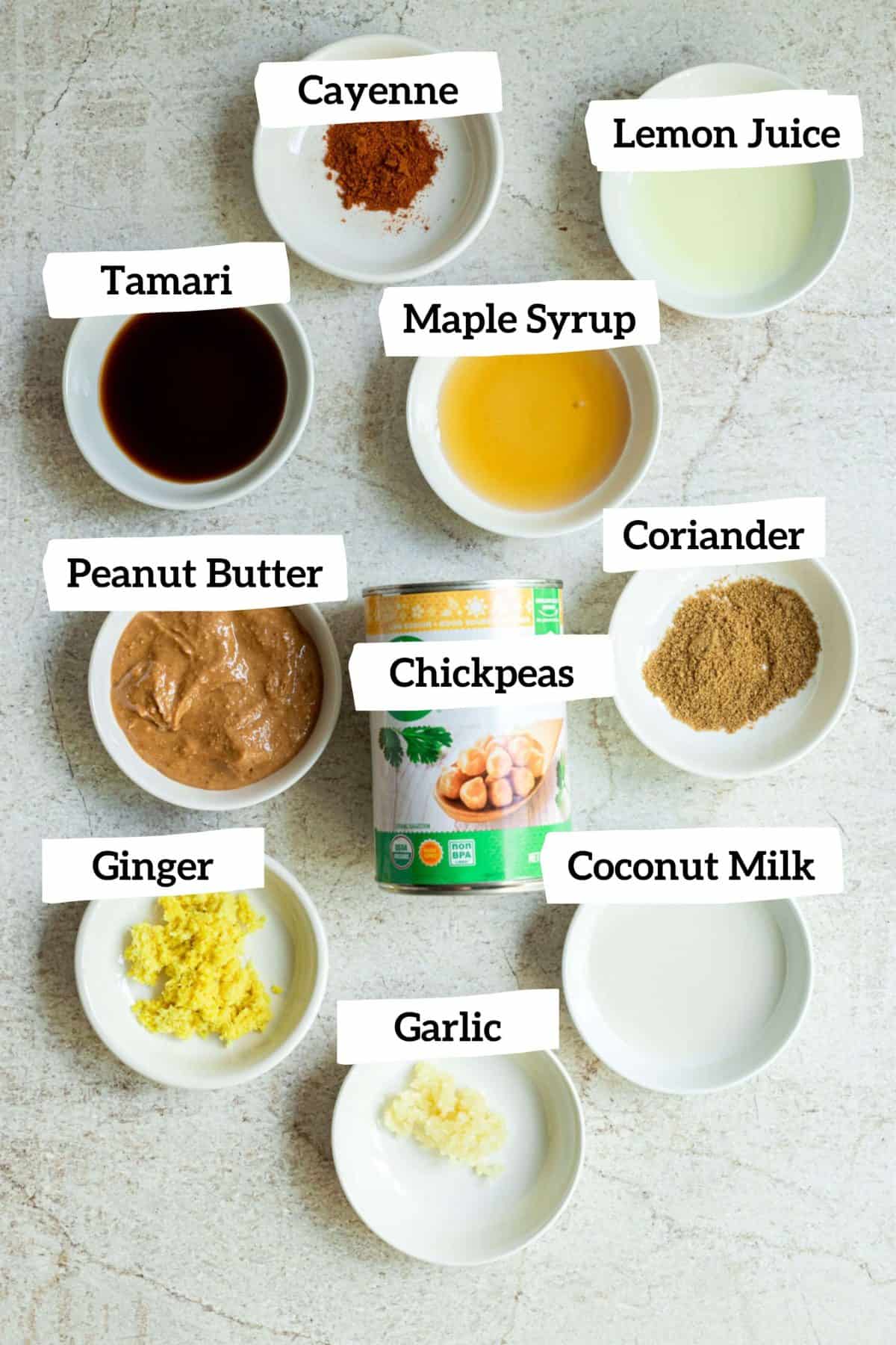 Thai Peanut Hummus Ingredients