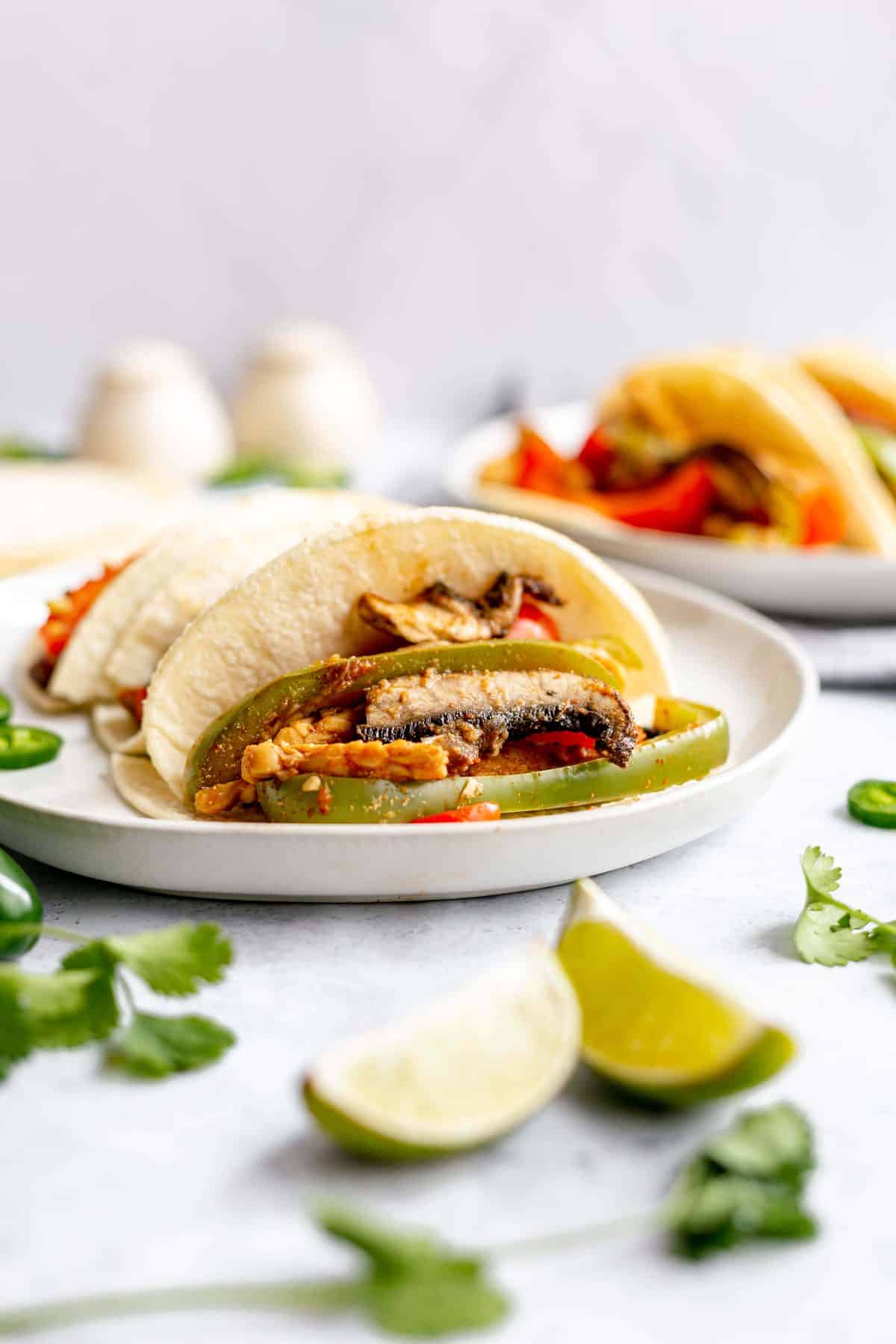 Vegan Mushroom Tempeh Fajitas