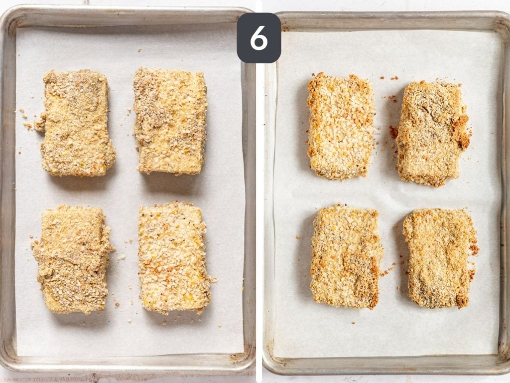 Tofu with mushroom gravy step 6 - bake the tofu.