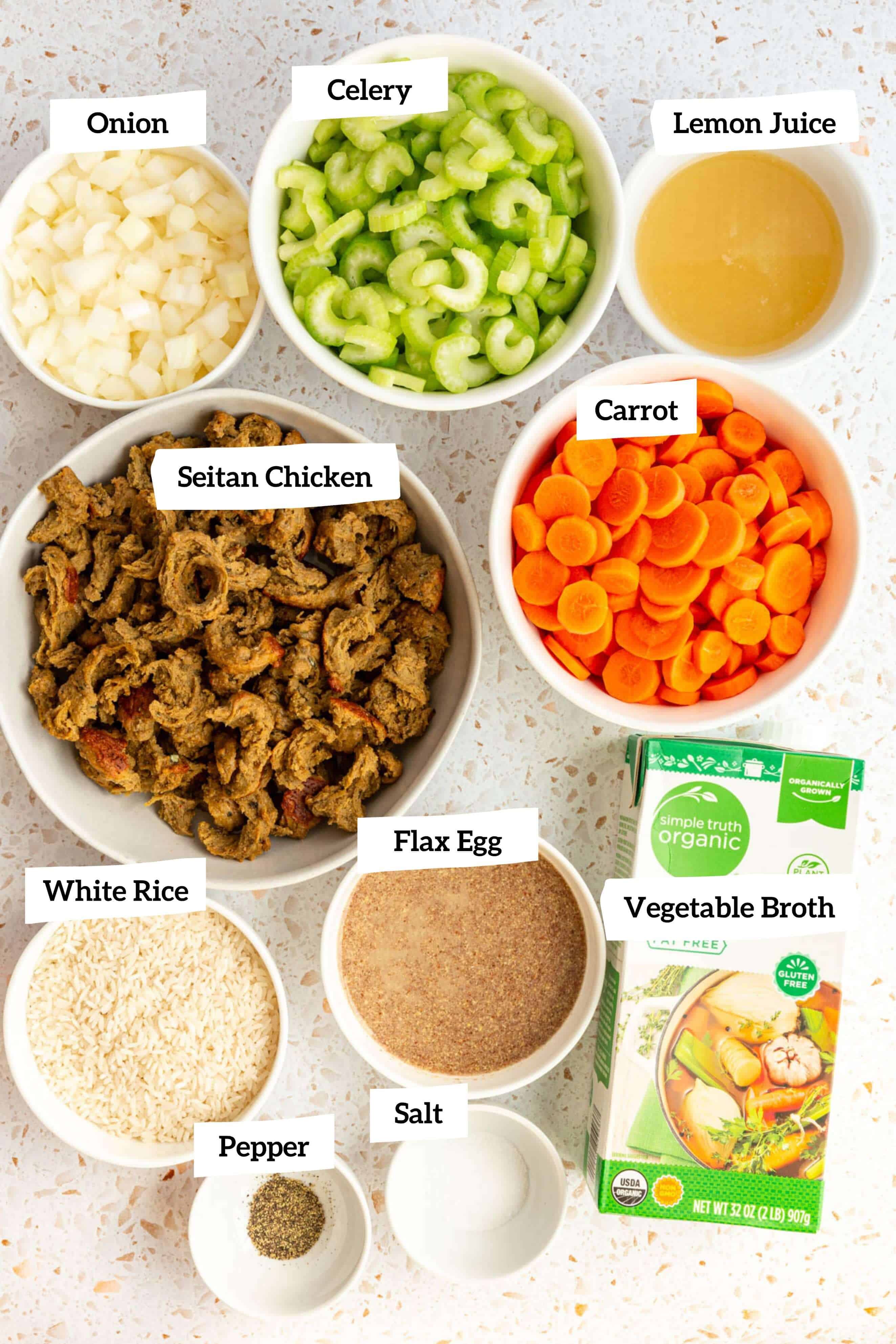 Vegan Chicken Lemon Rice Soup Ingredients