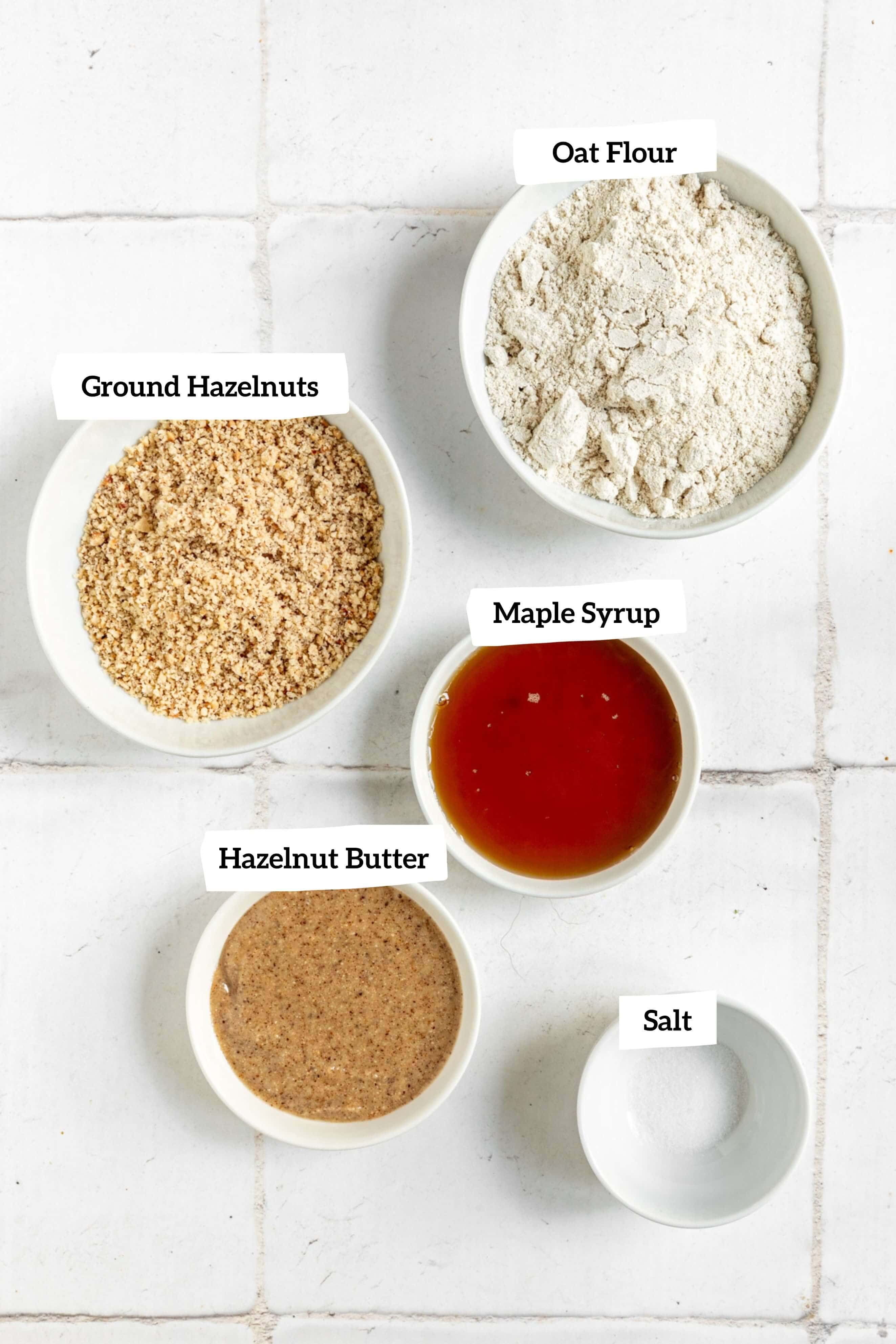 Vegan Chocolate Hazelnut Tart Crust ingredients.