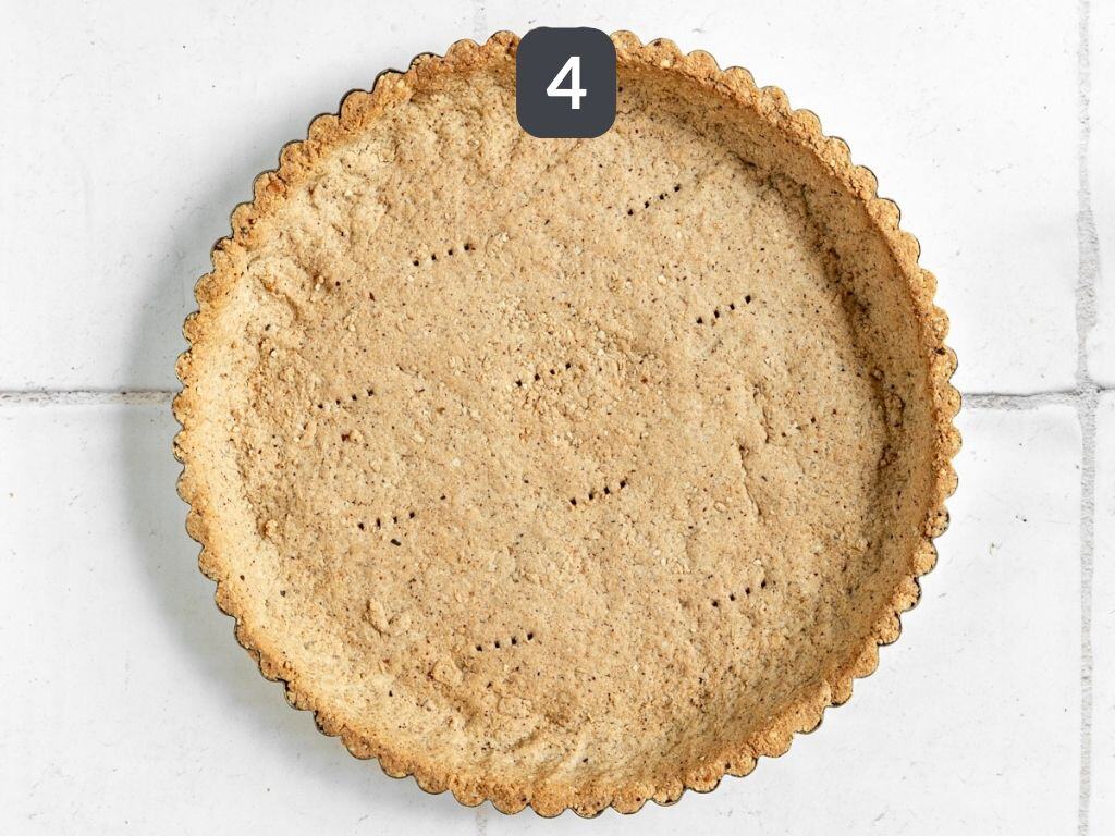 Vegan Chocolate Hazelnut Tart Step 4 - bake the crust.
