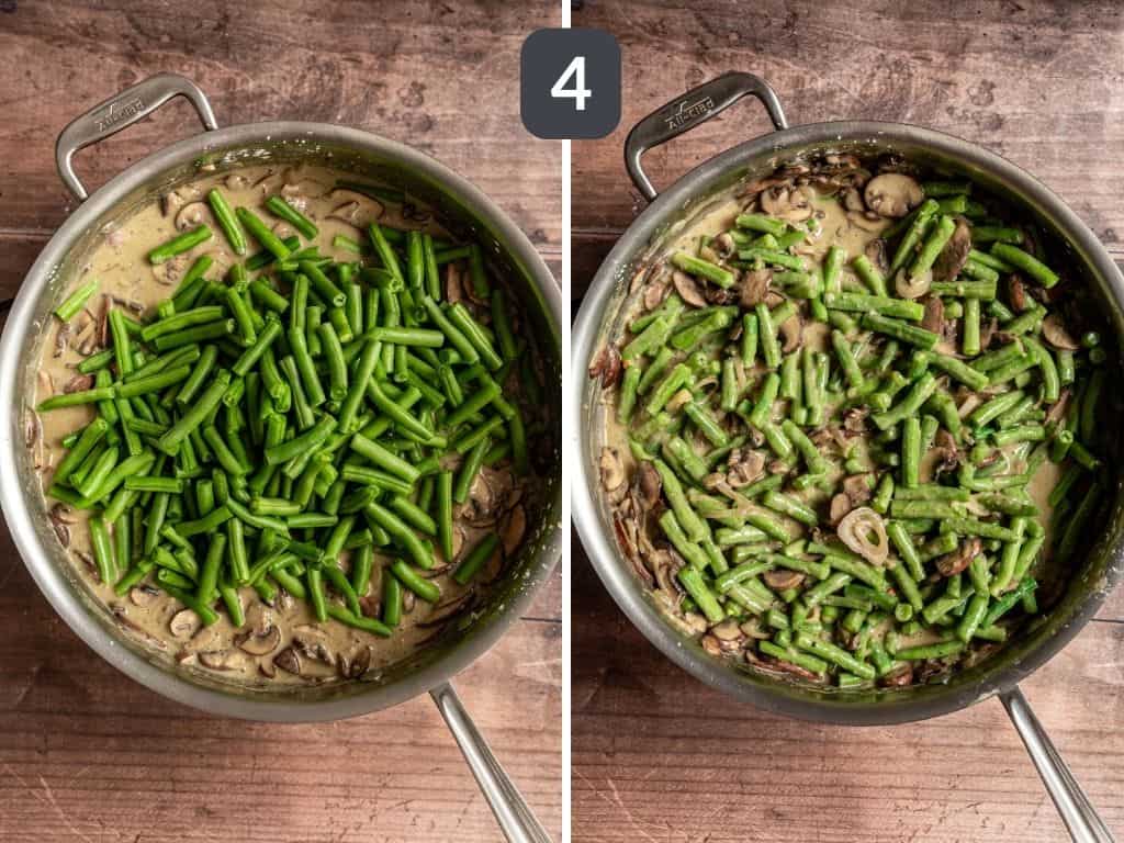 Green Bean Casserole Step 4 - stir in the green beans.