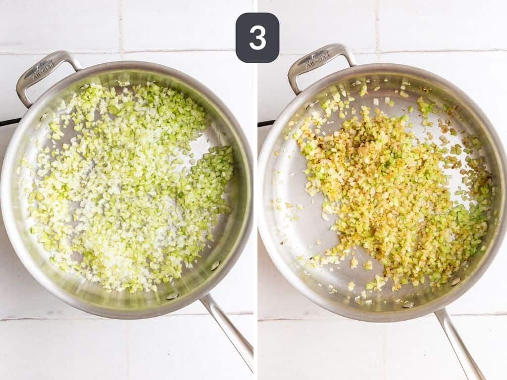 Vegan Gluten Free Stuffing Step 3 - sauté the celery and onion.