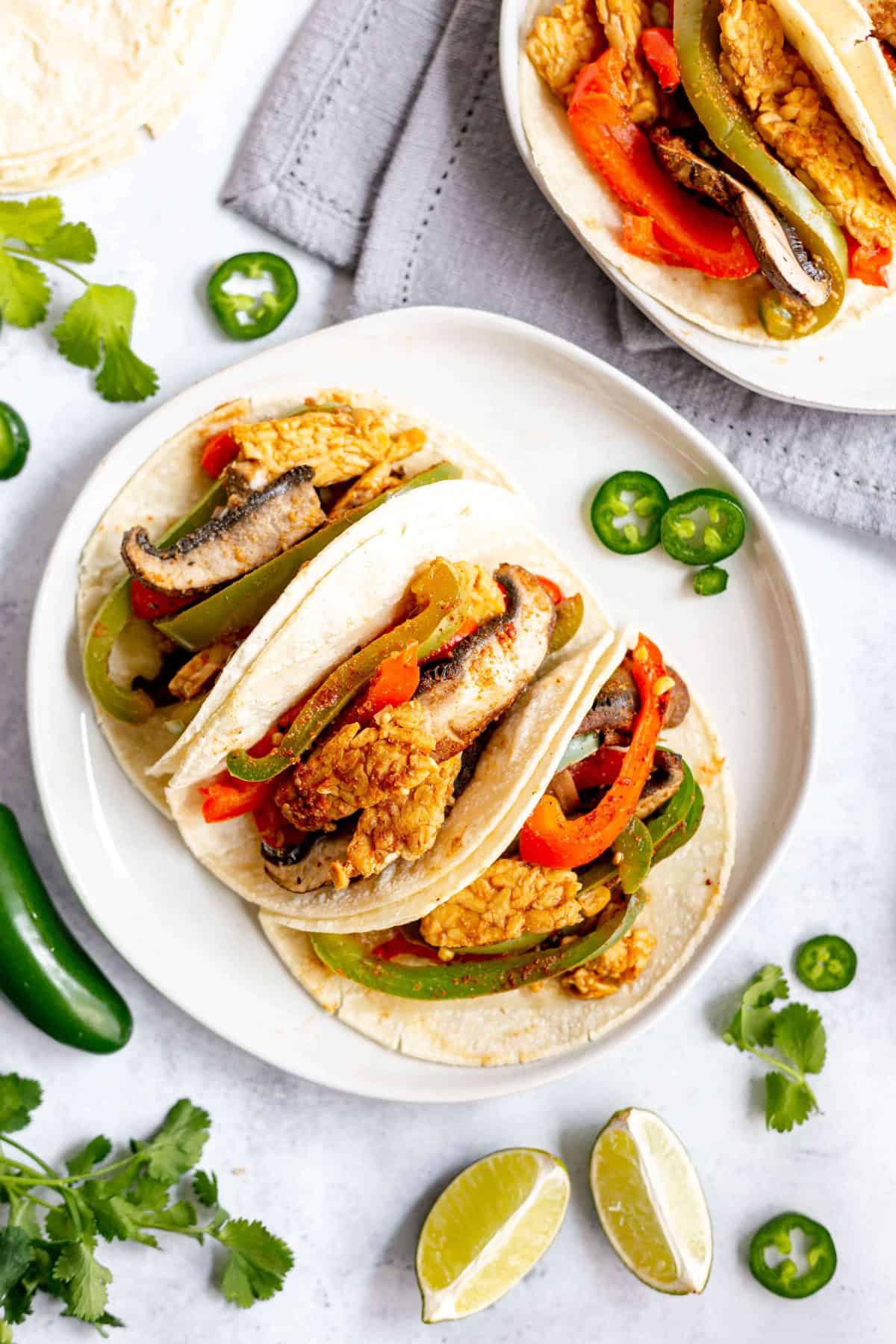 Vegan Mushroom Tempeh Fajitas