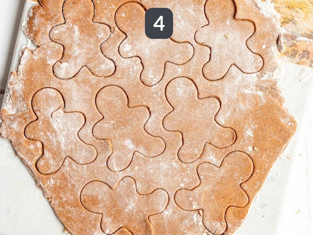 Vegan Gluten Free Gingerbread Cookies Step 4 - roll and cut into gingerbread men shapes.