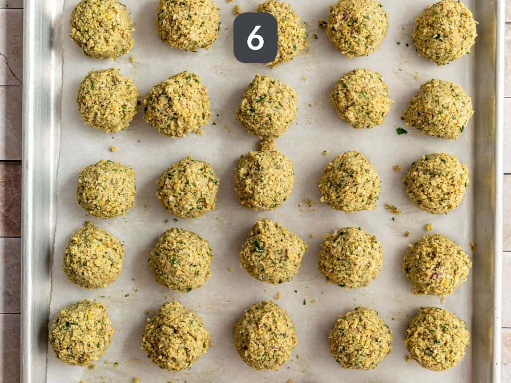 Vegan Oil-Free Falafel Step 6 - shape into balls.