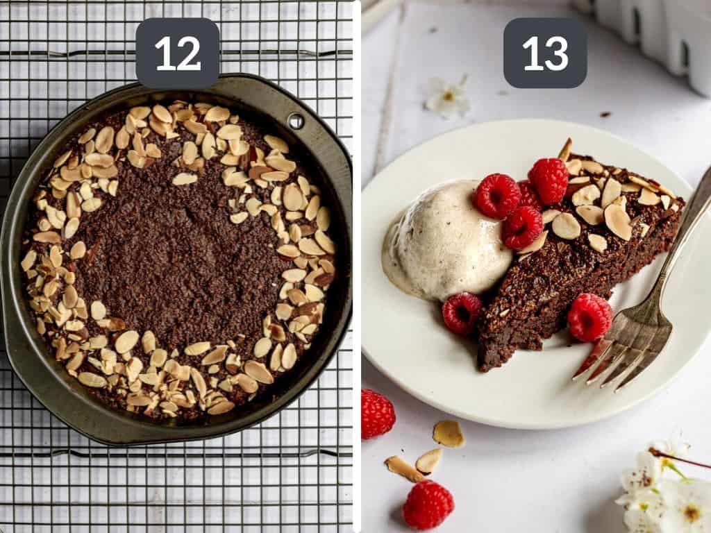 Plant-Based Chocolate Almond Torte Steps 12 & 13