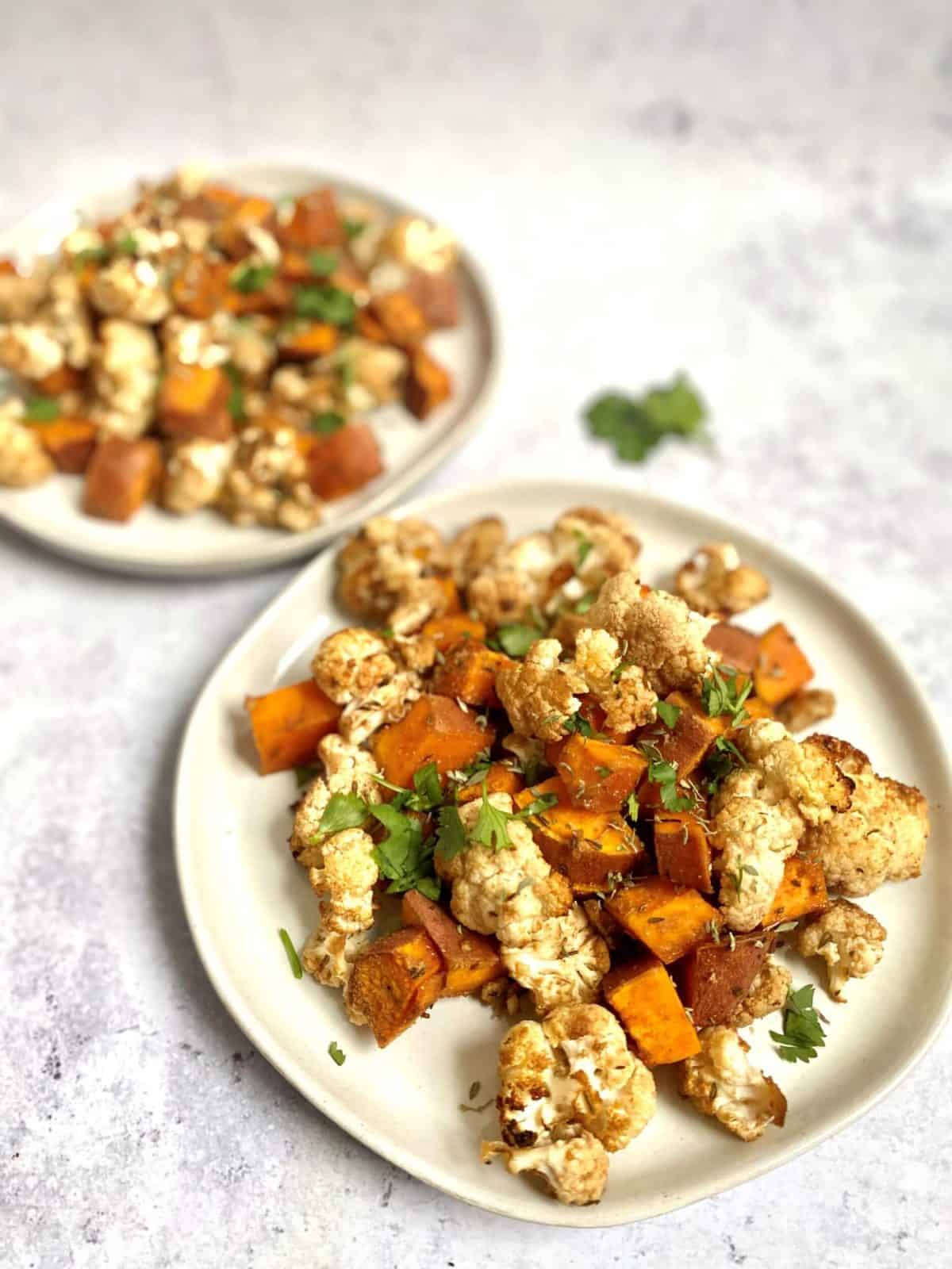 Balsamic Roasted Cauliflower and Sweet Potato