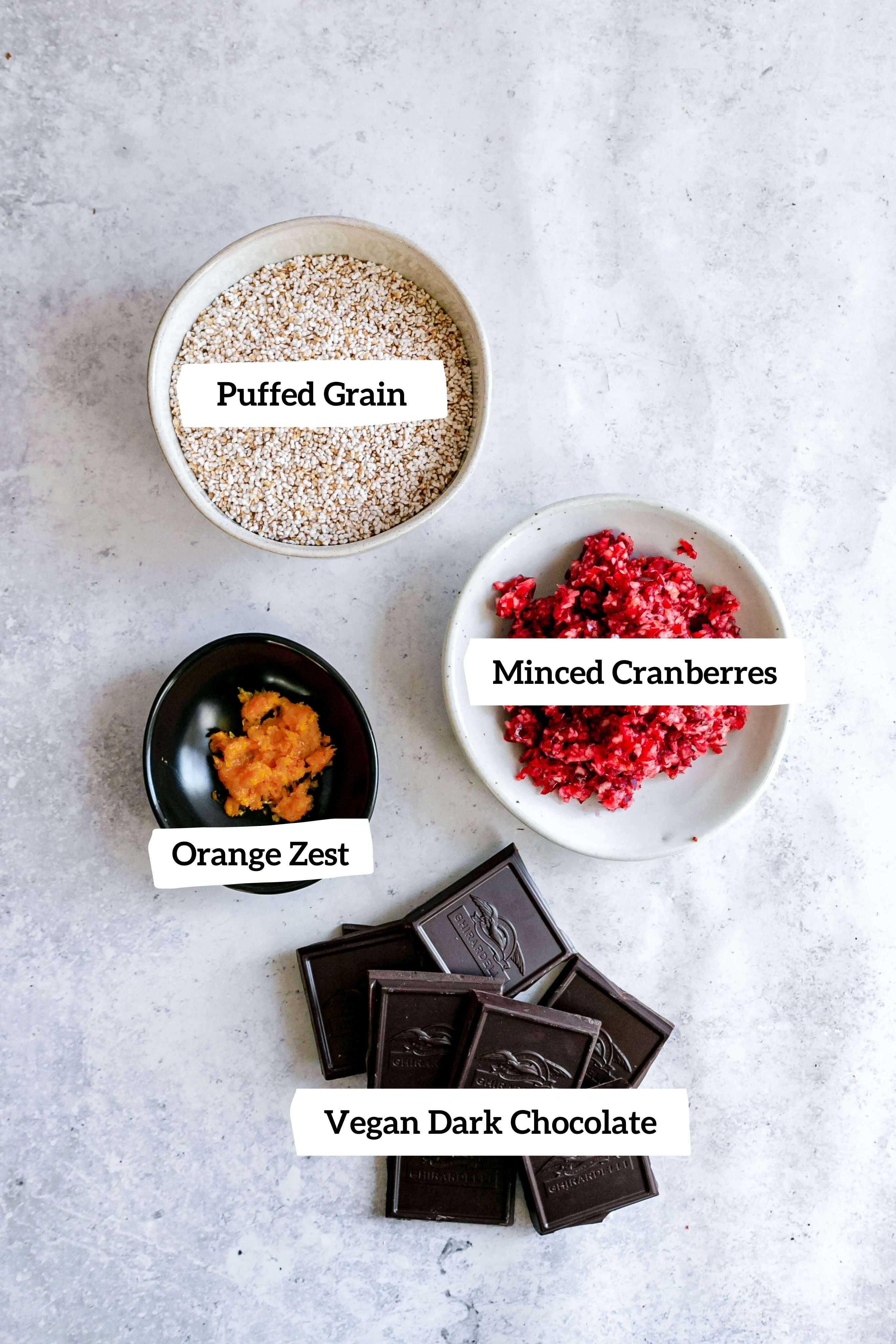 Vegan Cranberry Crunch Bark Ingredients