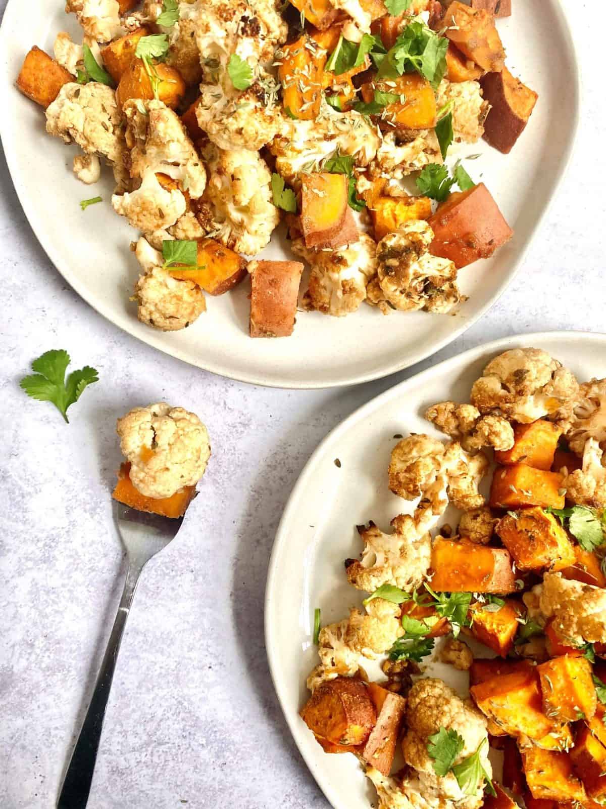 Balsamic Roasted Cauliflower and Sweet Potato