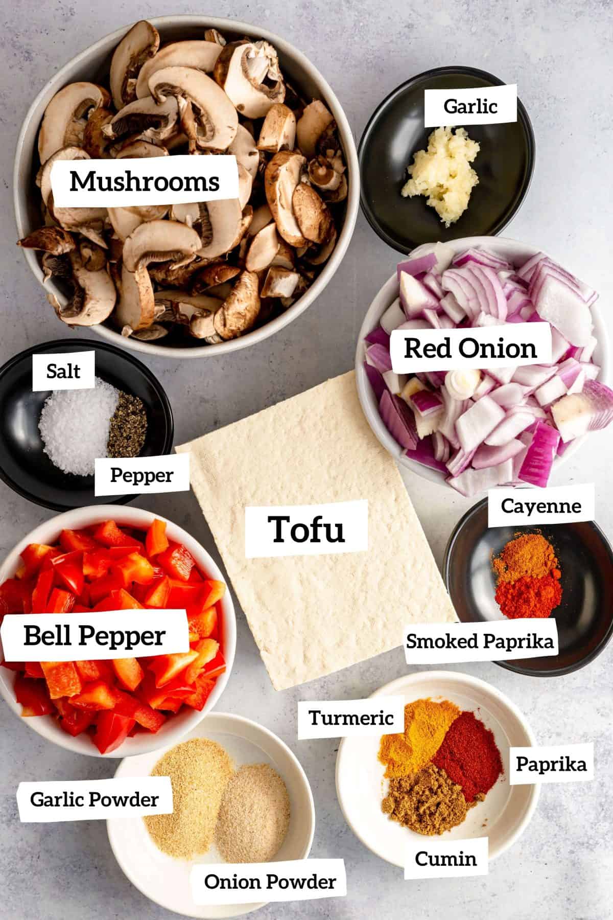 Oil-Free Vegan Tofu Scramble Ingredients