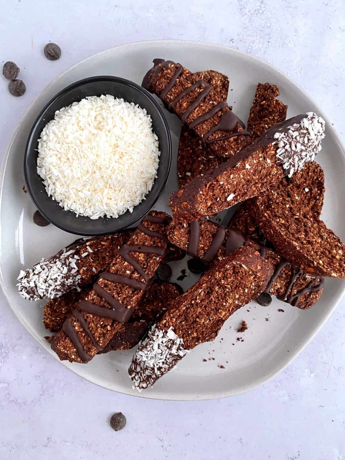 Plant-Based Chocolate Coconut Biscotti
