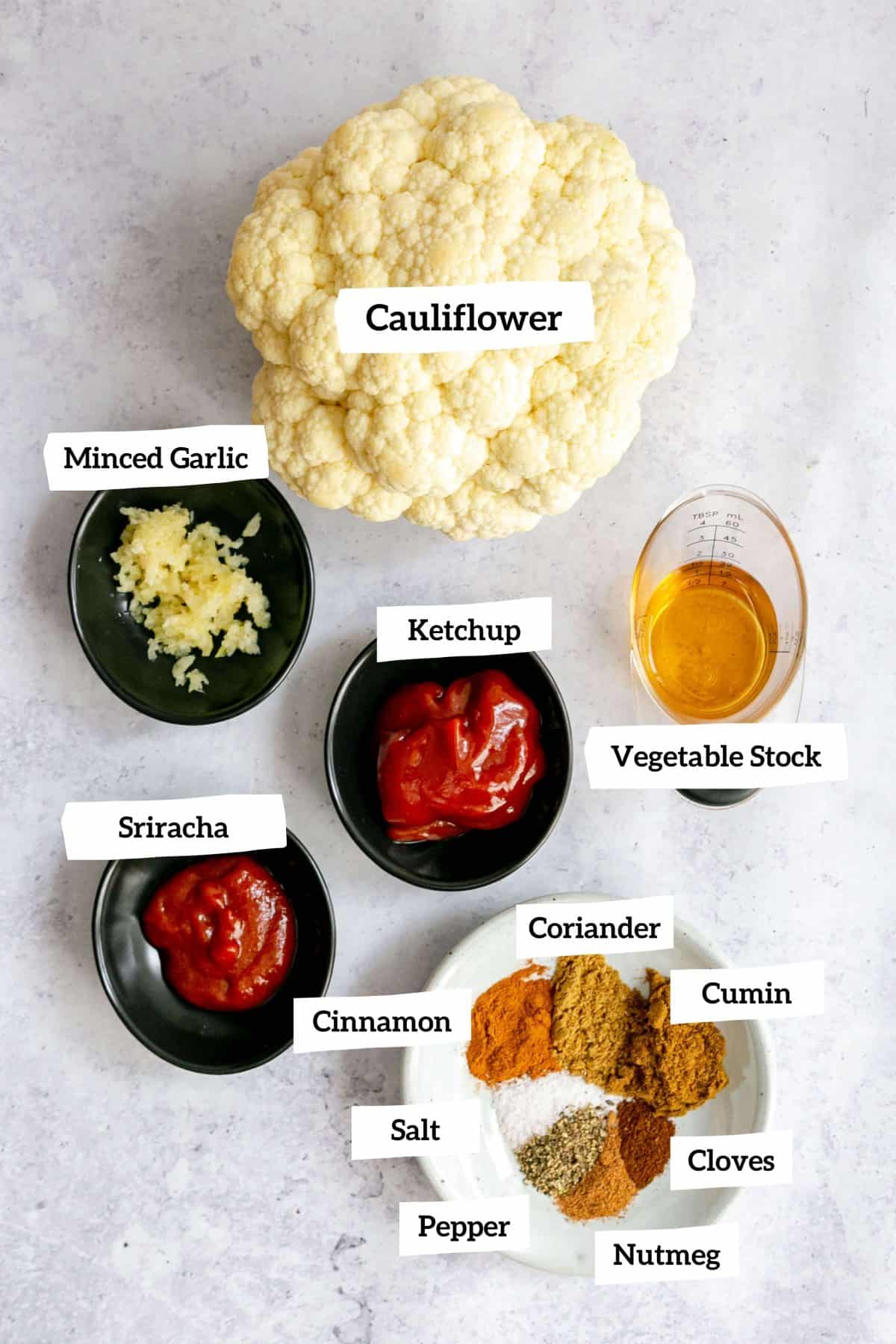Plant-Based Fried Cauliflower Ingredients