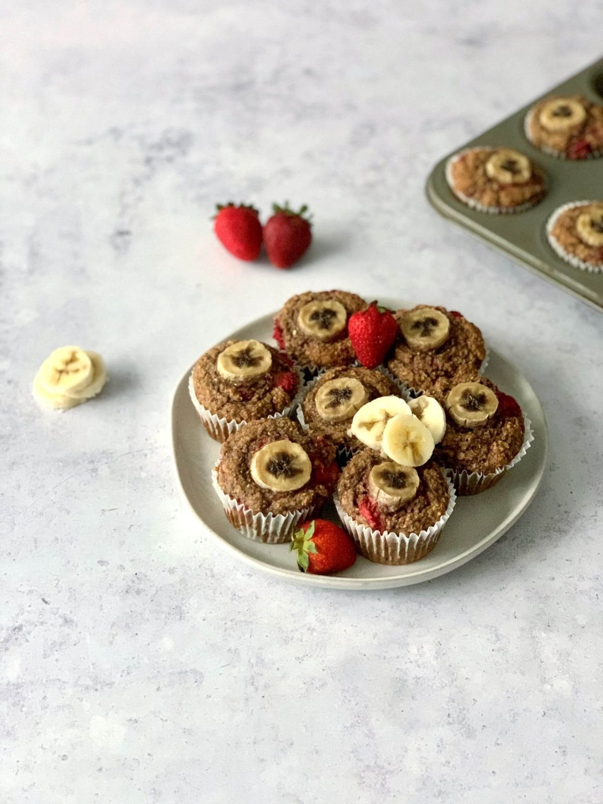 Plant-Based Strawberry Banana Muffins