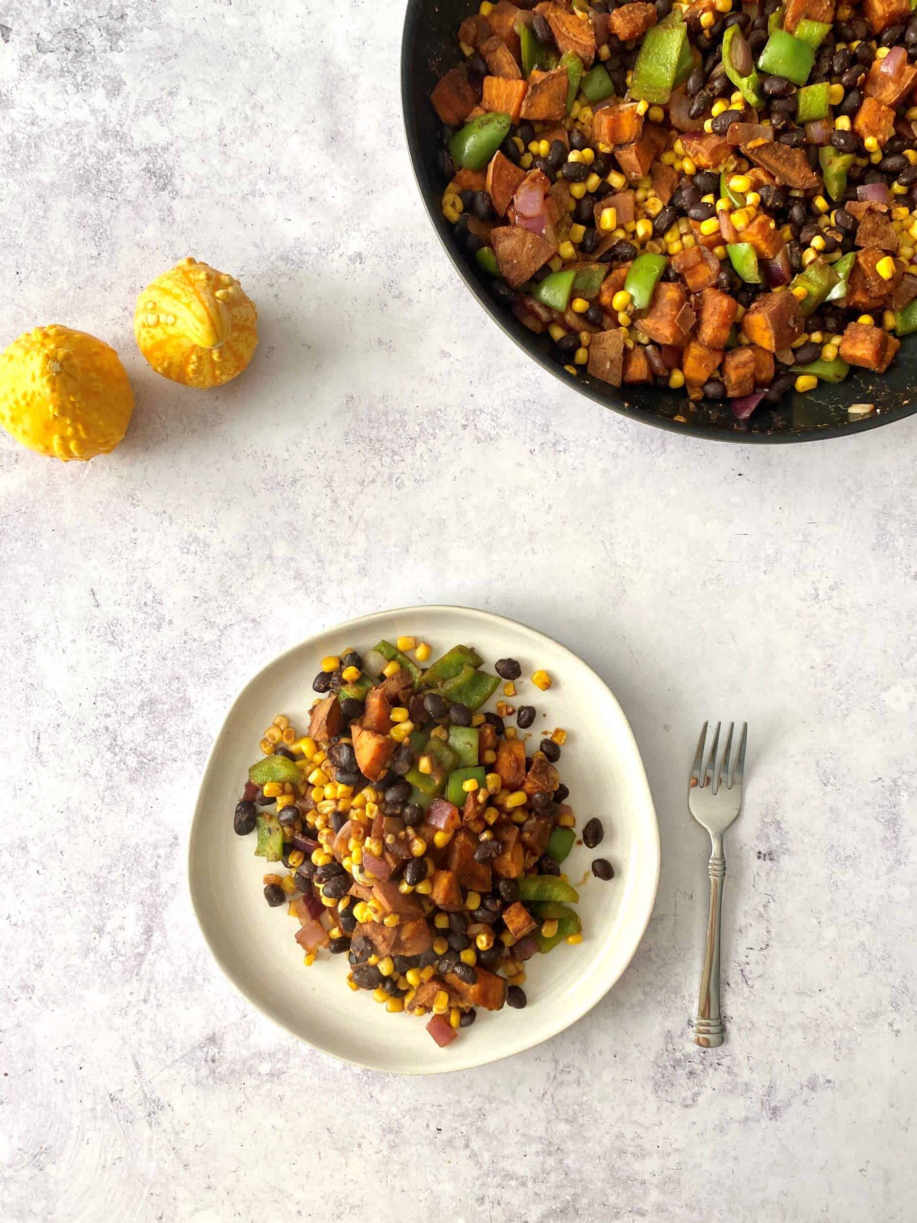 Sweet Potato Black Bean Breakfast Hash (Oil-Free)