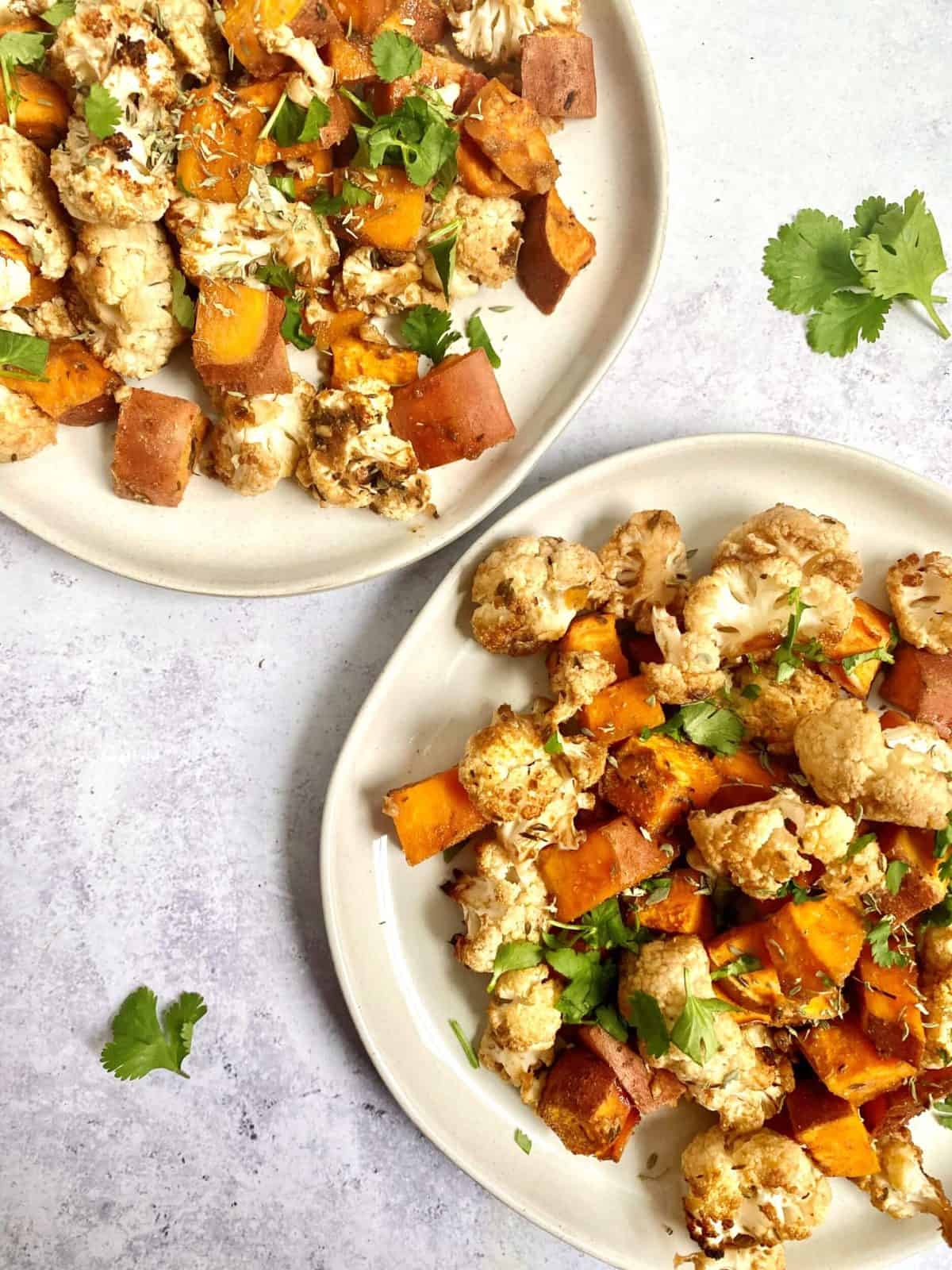 Balsamic Roasted Cauliflower and Sweet Potato