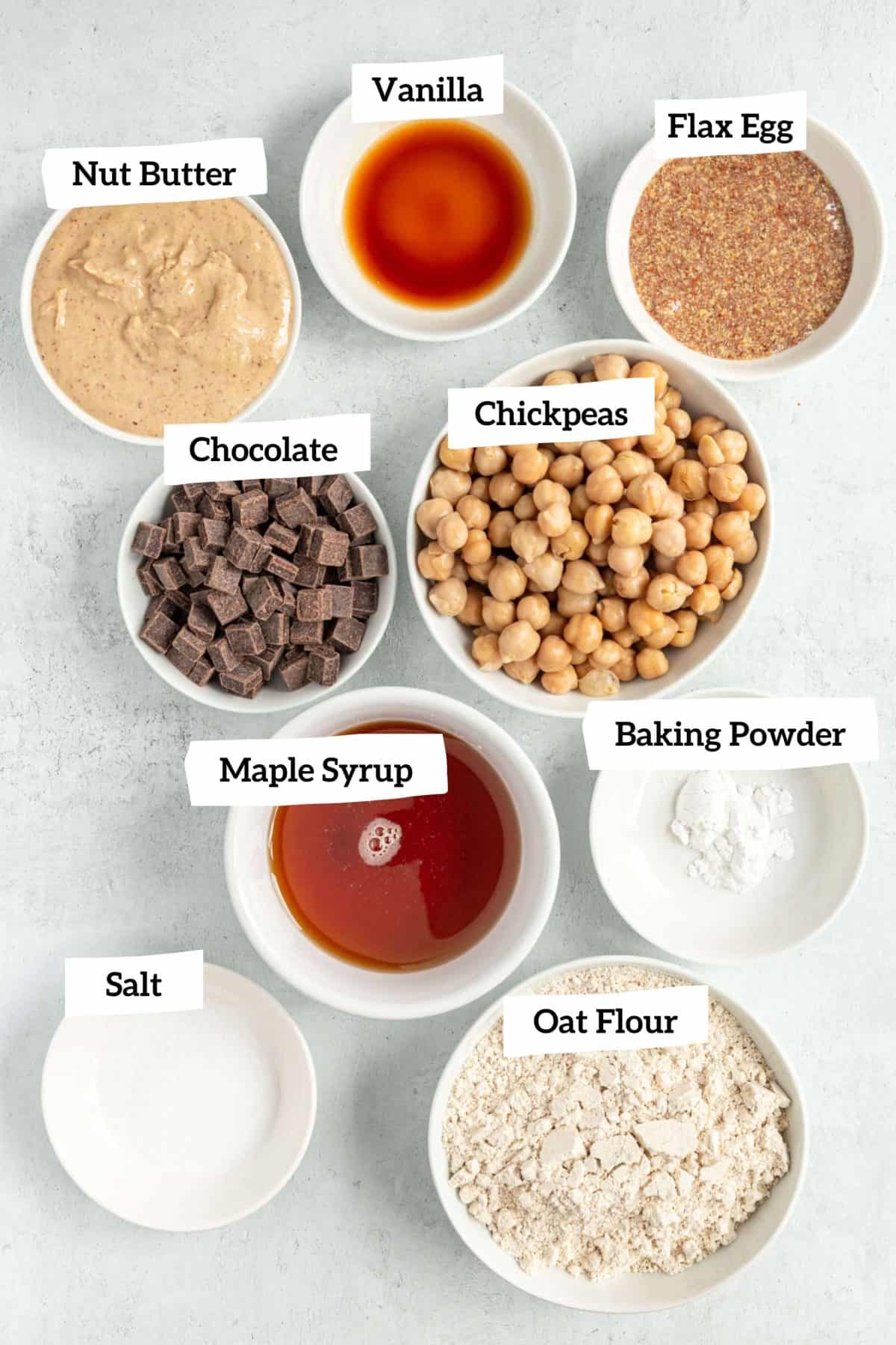 Healthy Vegan Chocolate Chip Chickpea Blondies ingredients