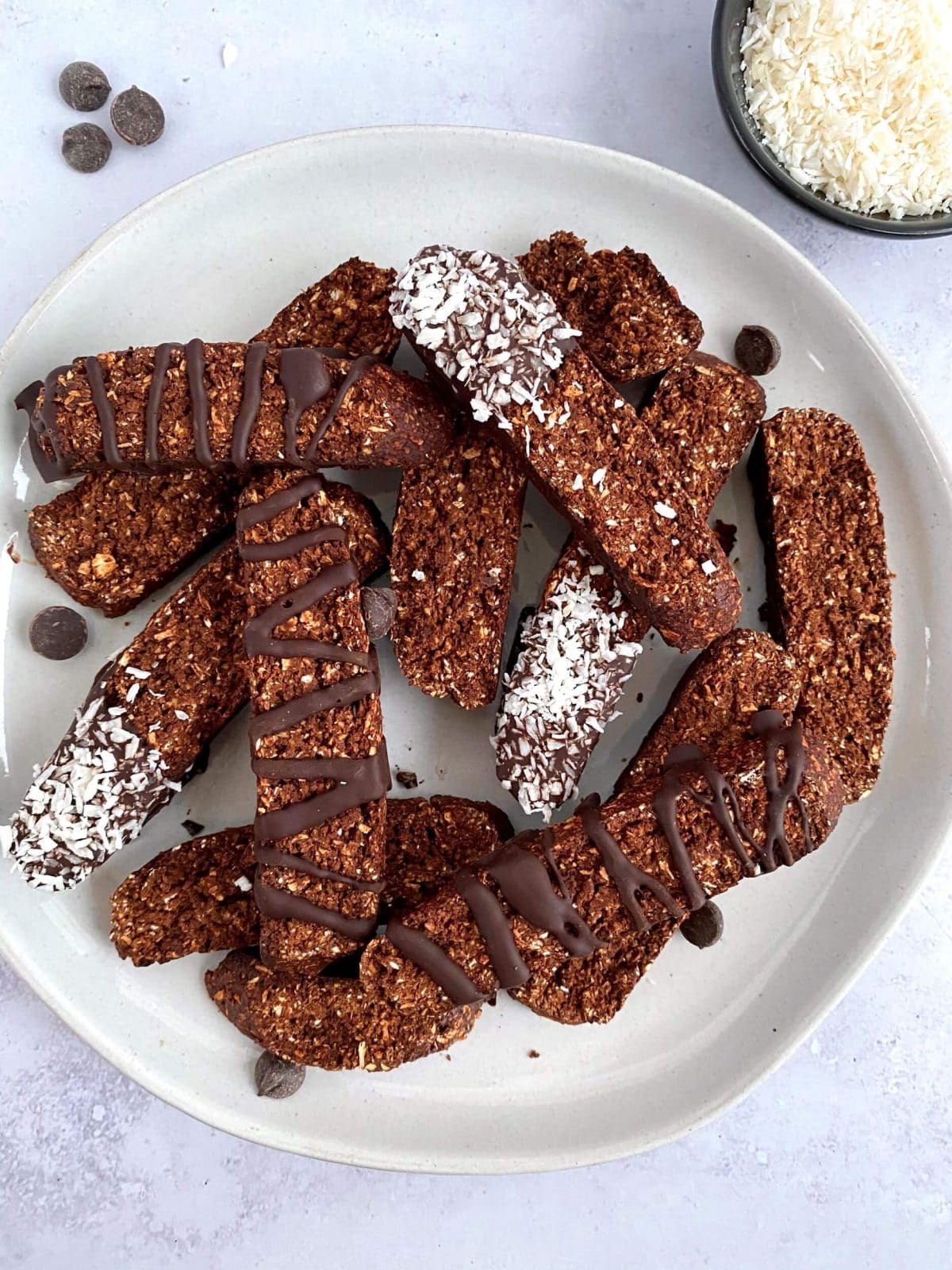 Plant-Based Chocolate Coconut Biscotti
