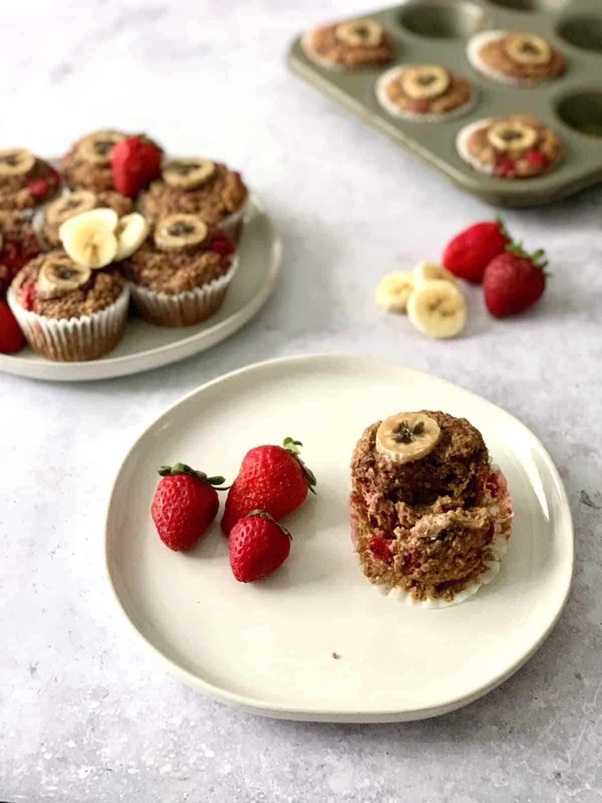 Plant-Based Strawberry Banana Muffins