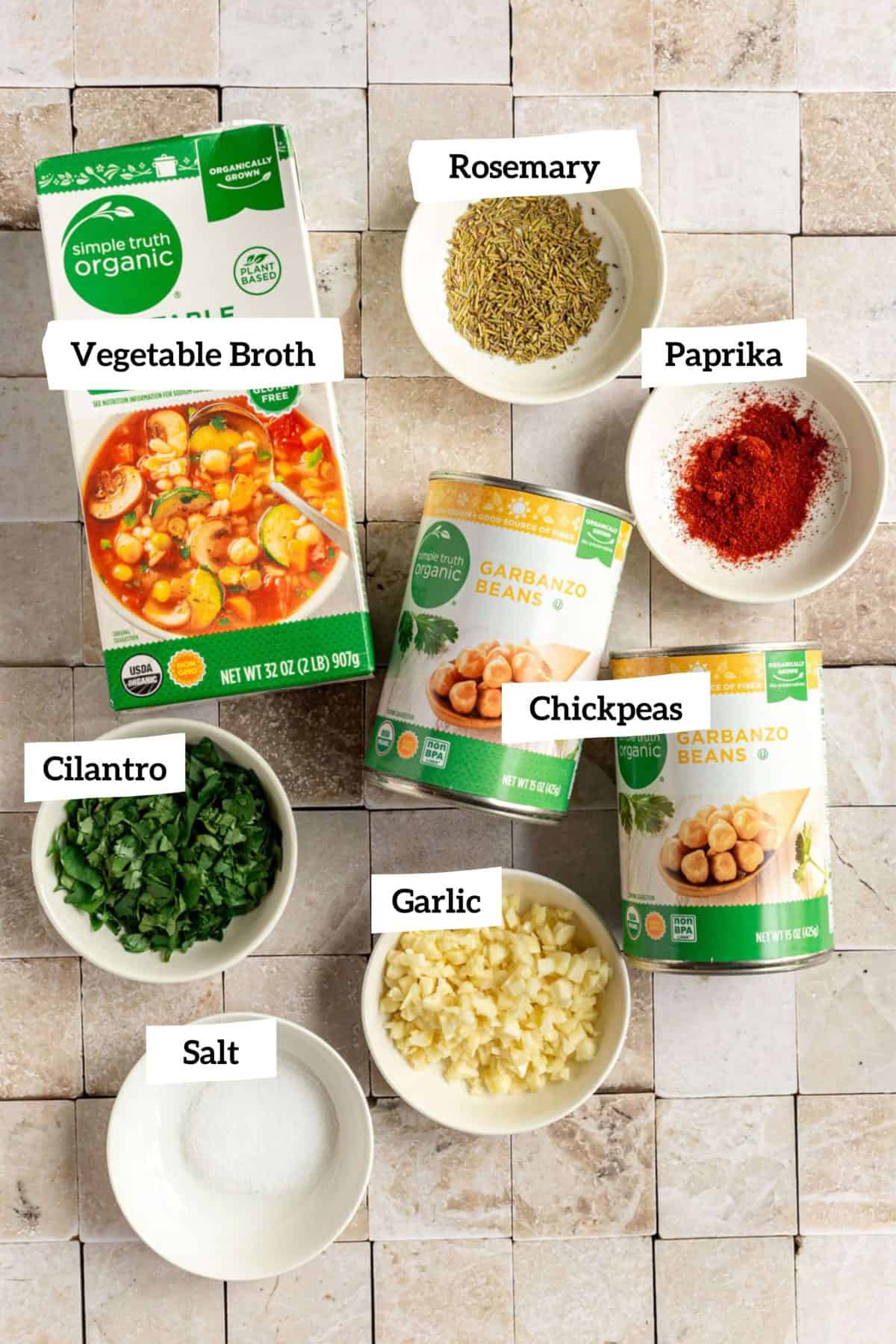 Vegan Garlic Chickpea Soup Ingredients