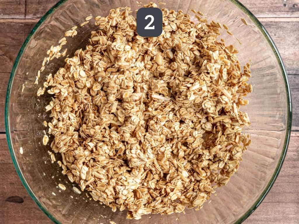 Vanilla Almond Granola Step 2 - mix the ingredients.