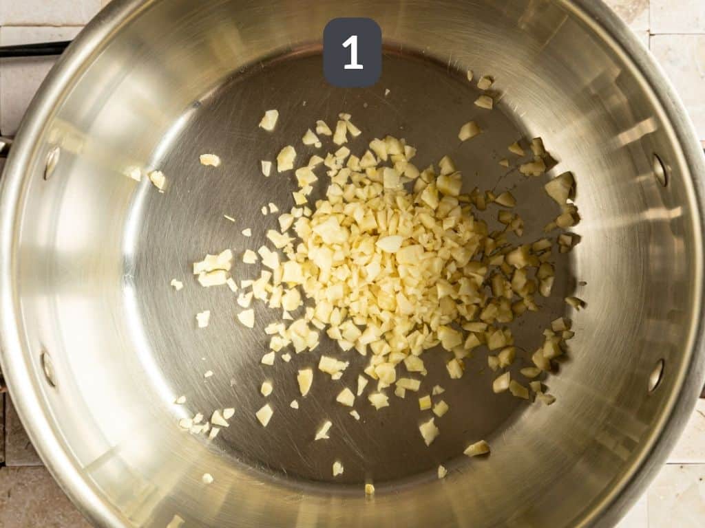 Vegan Garlic Chickpea Soup Step 1 cook garlic