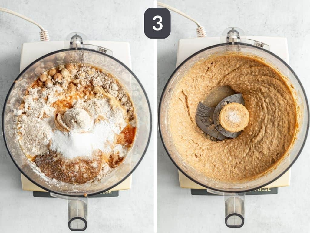 Healthy Vegan Chocolate Chip Chickpea Blondies Step 3 - blend all the ingredients.