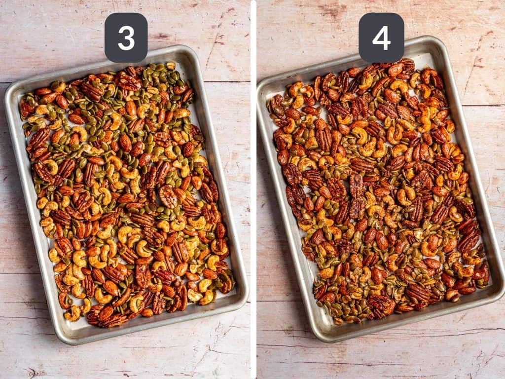 Vegan Sweet & Spicy Roasted Nuts Steps 3 & 4