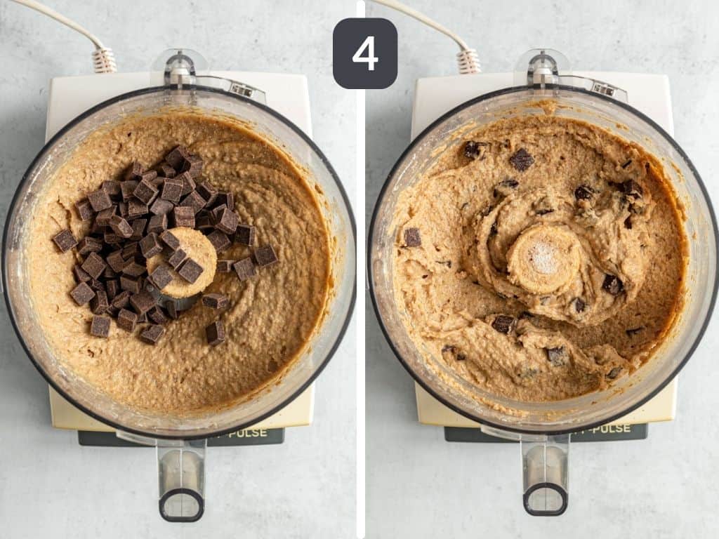 Healthy Vegan Chocolate Chip Chickpea Blondies Step 4 - stir in chips.