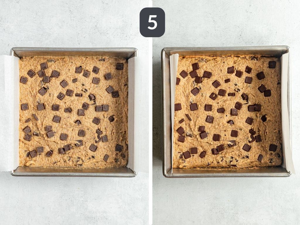 Healthy Vegan Chocolate Chip Chickpea Blondies Step 5 - bake.