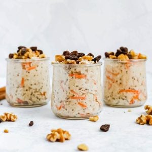 Three jars of carrot cake overnight oats.