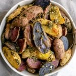 A bowl of herb roasted fingerlings.