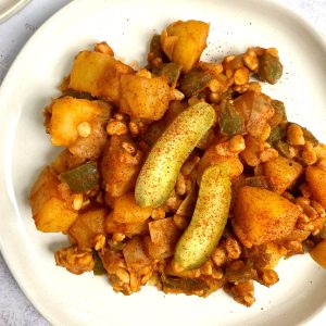 A plate of Hungarian pan-cooked potatoes.