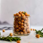 A jar of rosemary sea salt roasted chickpeas.