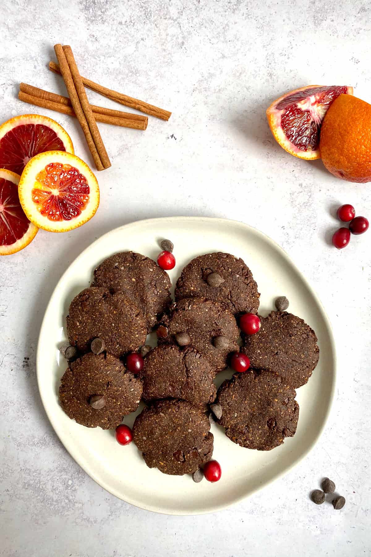 A plate of vegan chocolate spice cookies.