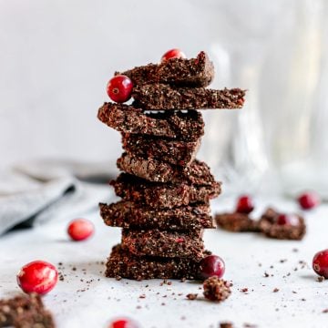 A stack of vegan cranberry crunch bark.
