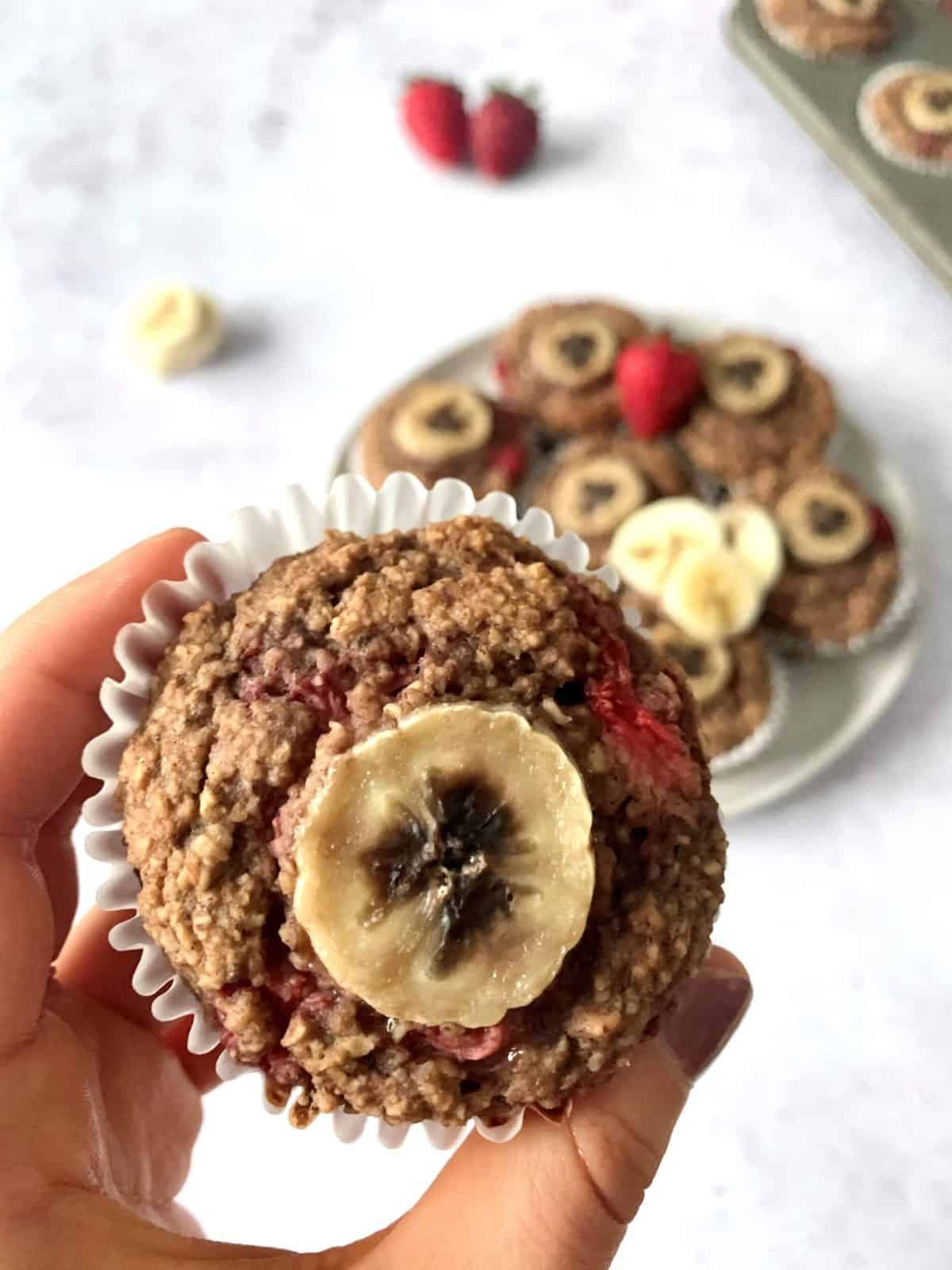 Plant-Based Strawberry Banana Muffins