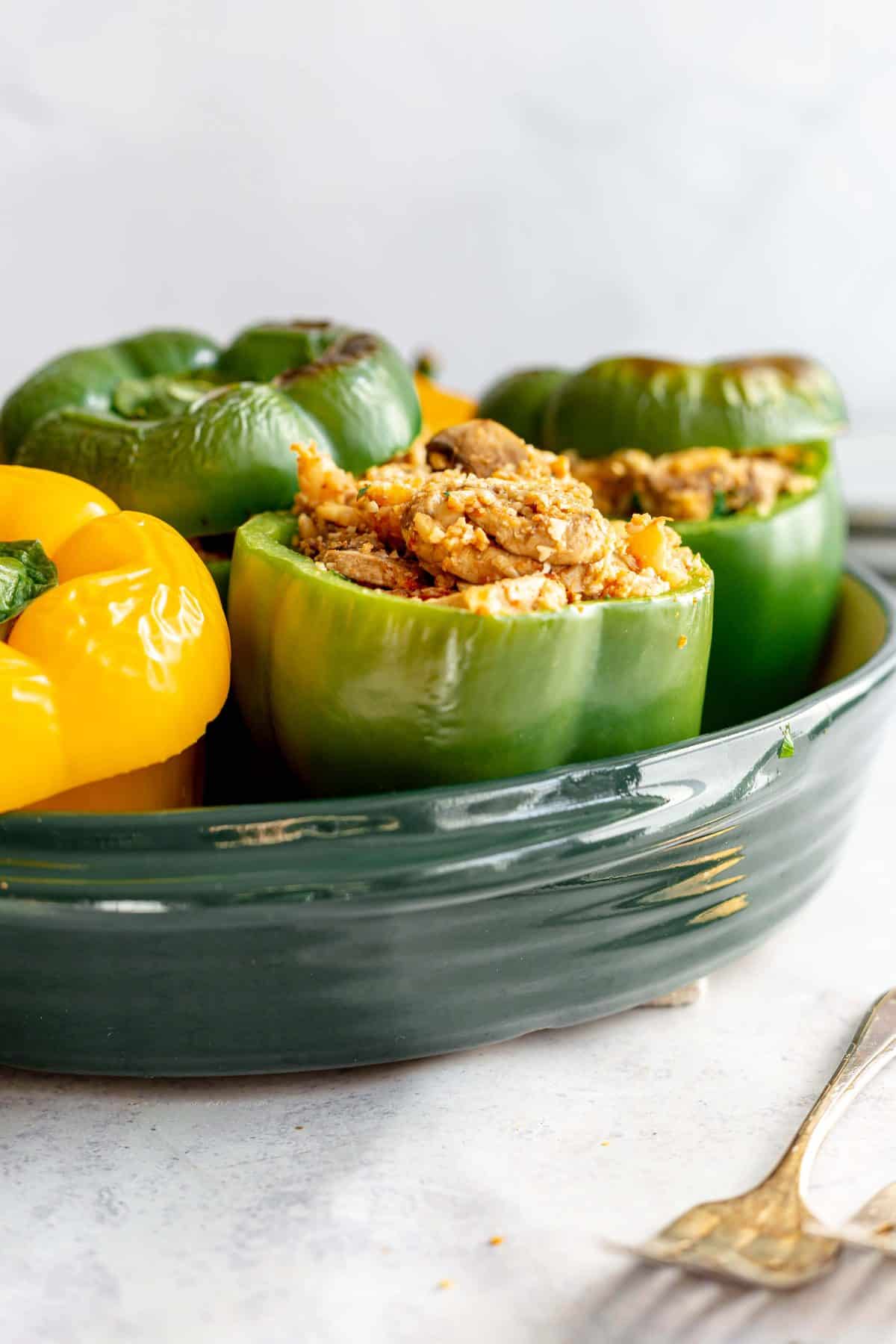 Plant-Based Stuffed Peppers in Cooking dish