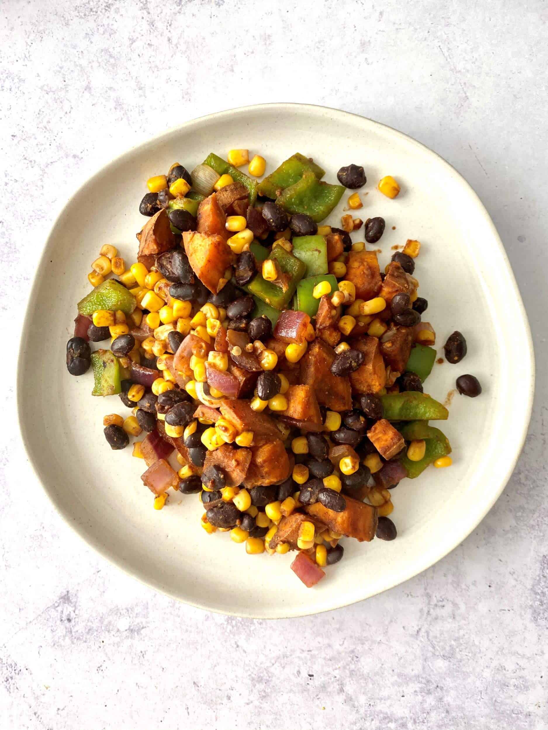 Sweet Potato Black Bean Breakfast Hash (Oil-Free)