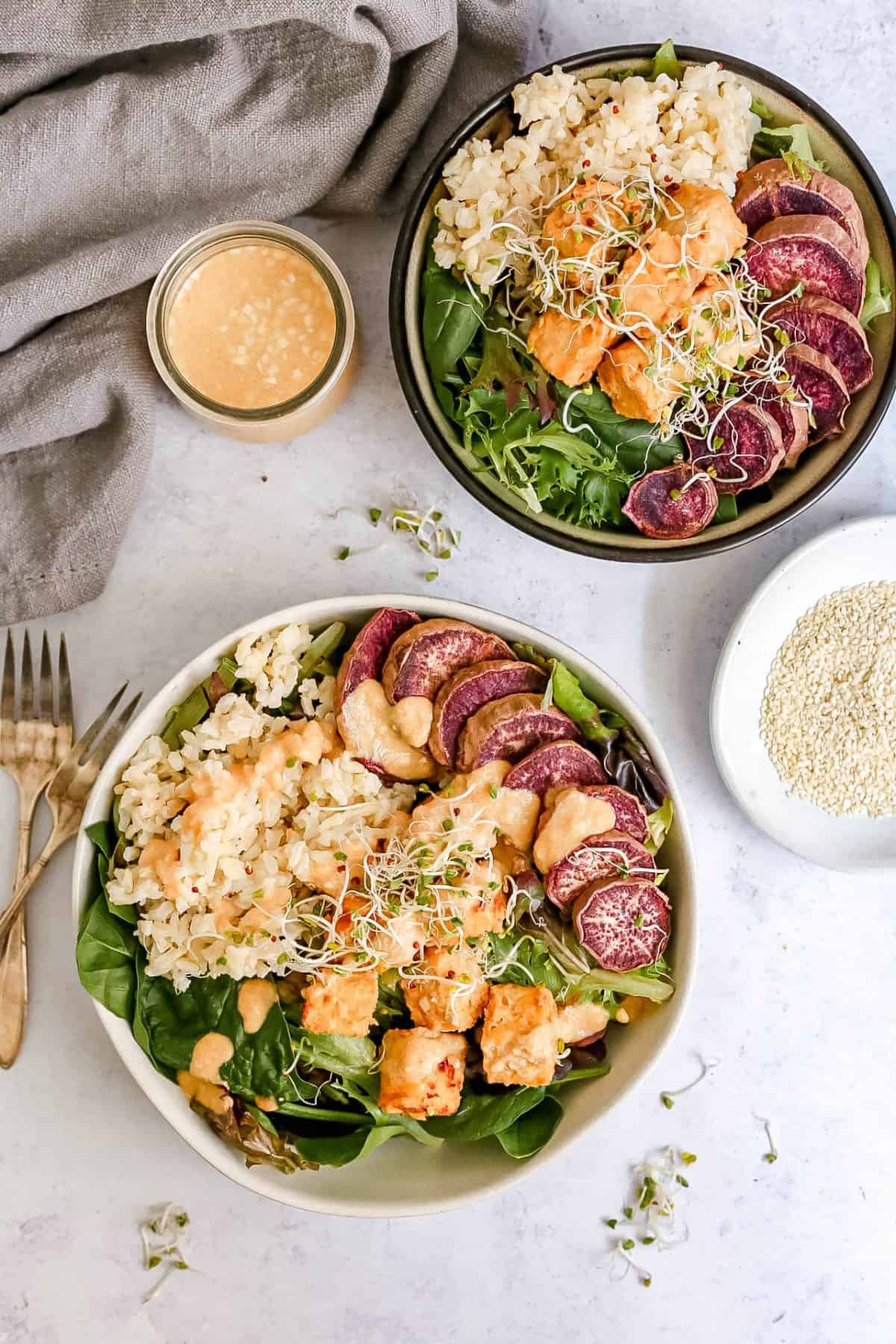 Tahini-Miso Tempeh Bowls