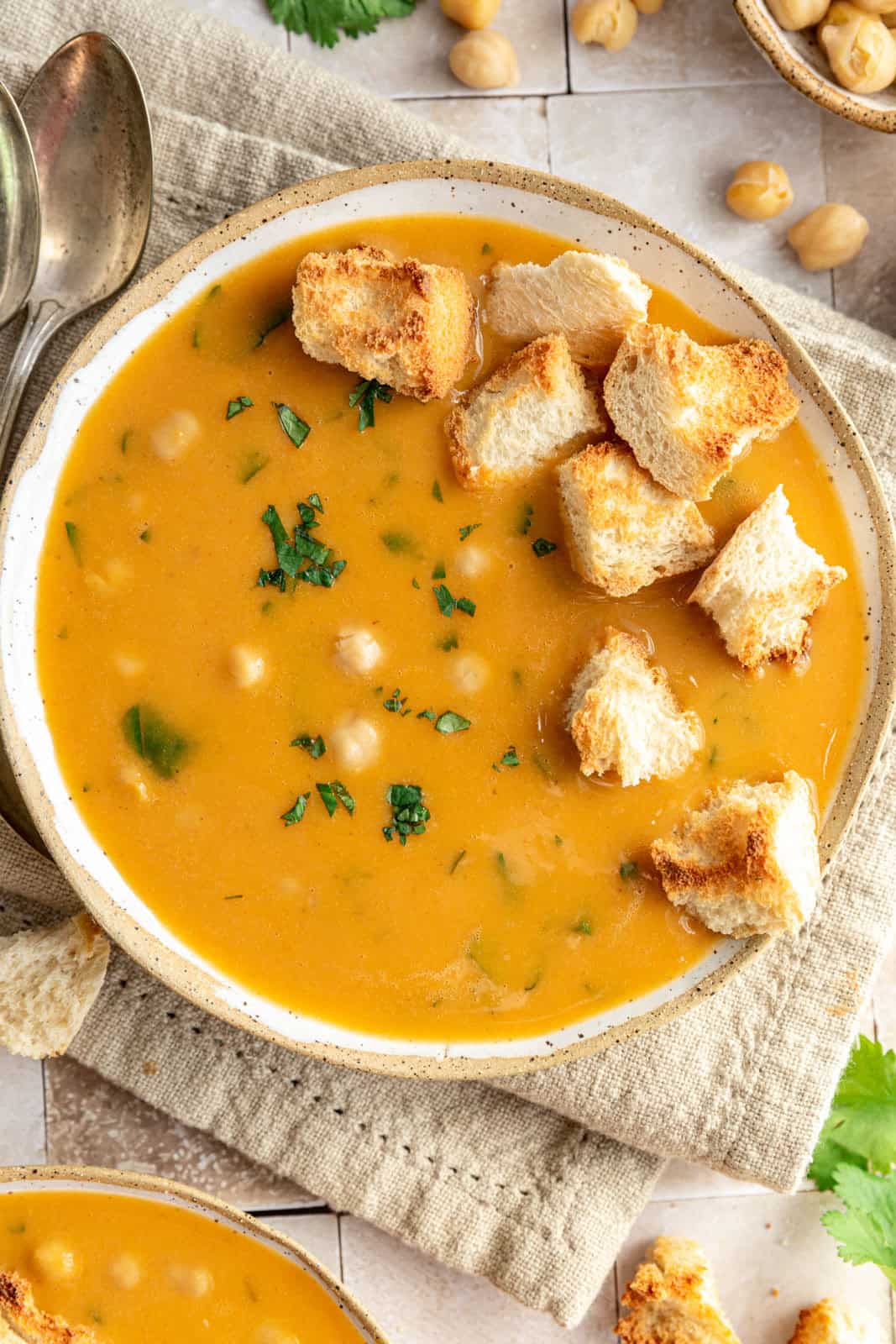 Vegan Garlic Chickpea Soup (Blended)