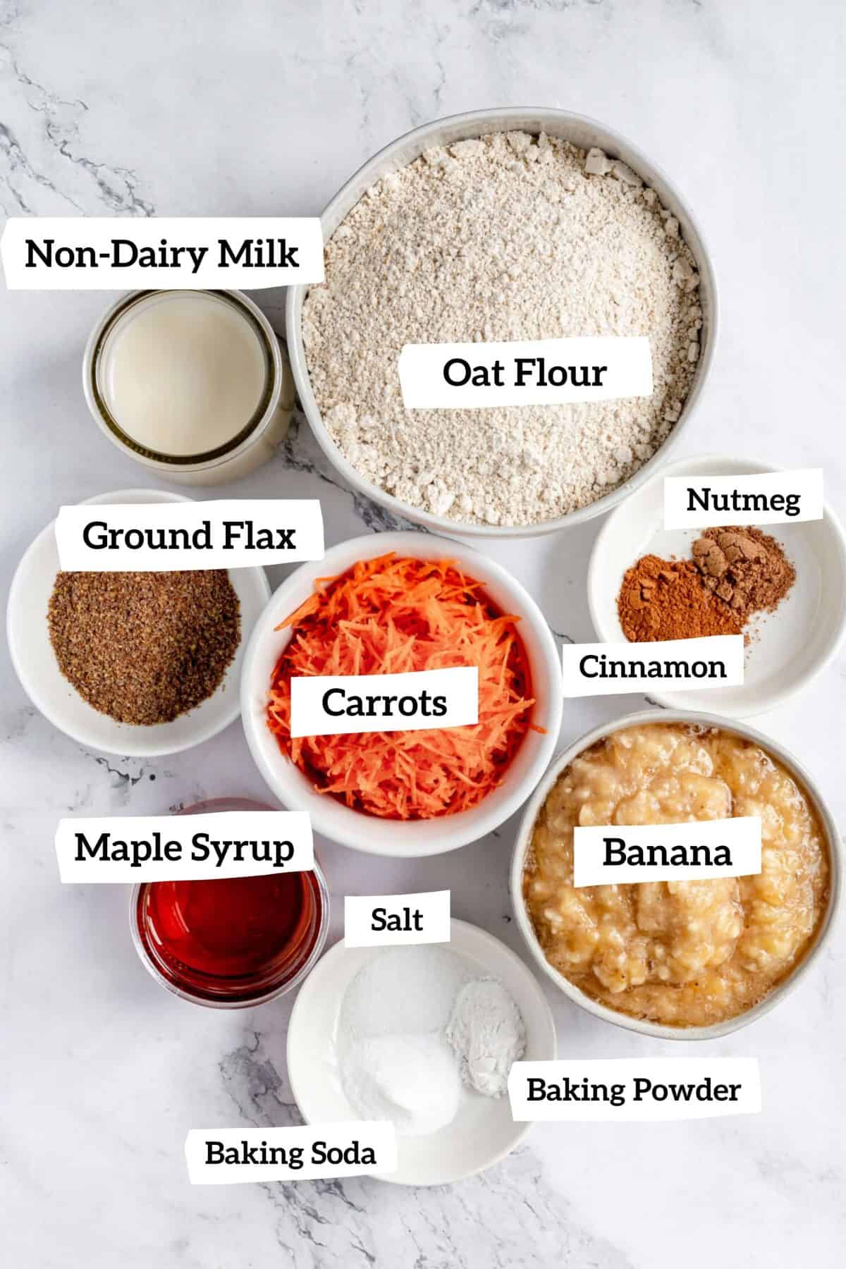 Plant-Based Carrot Cake Banana Muffins Ingredients